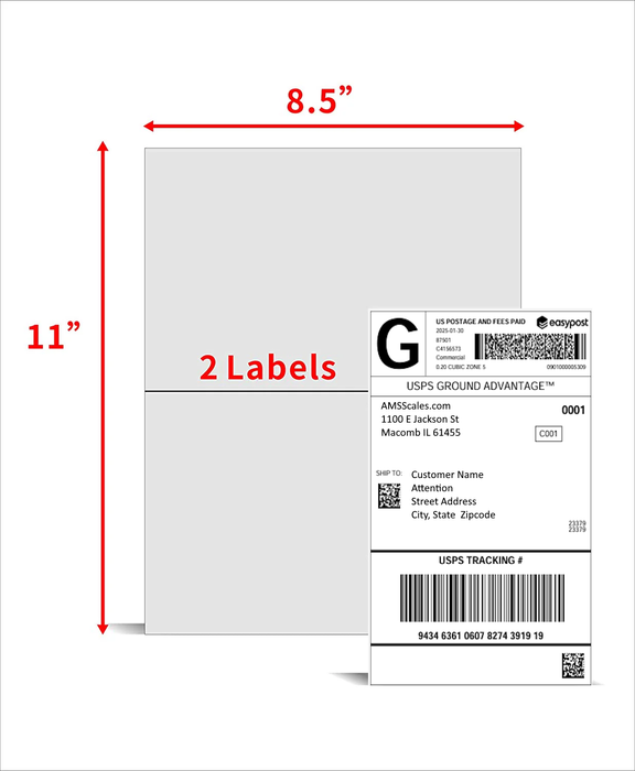 8.5" x 5.5" Half Sheet Labels