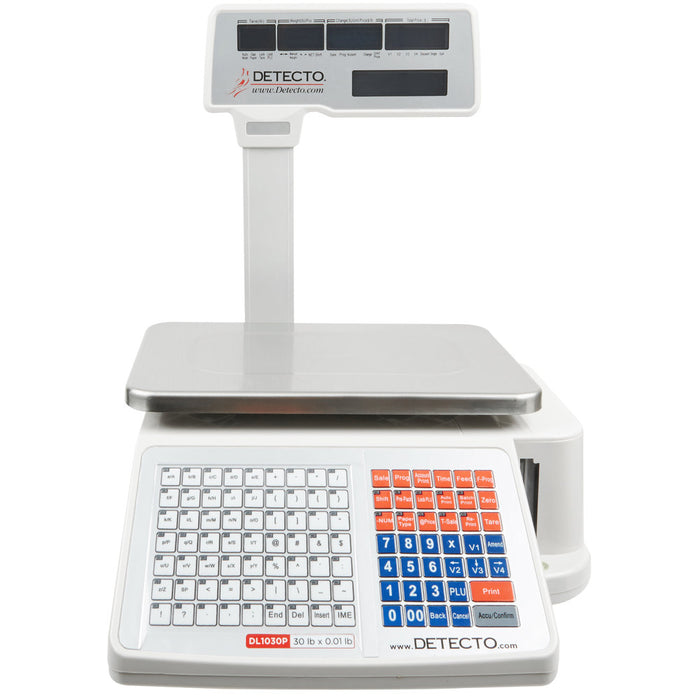 Detecto DL1030P 30 lb. Digital Price Computing Scale with Printer and Tower Display